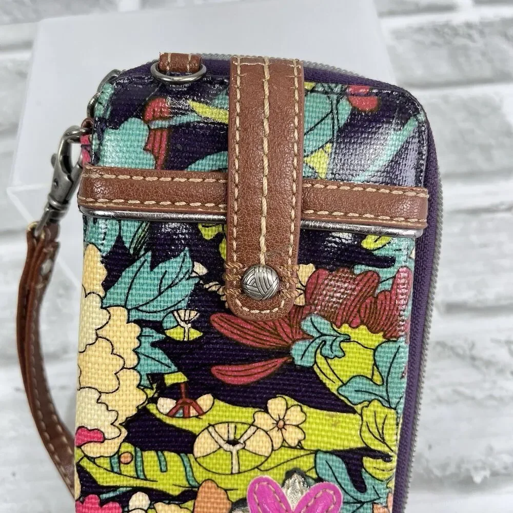 Sakroots Artist Circle Colorful Peace Flower Power Wallet Smartphone Bag